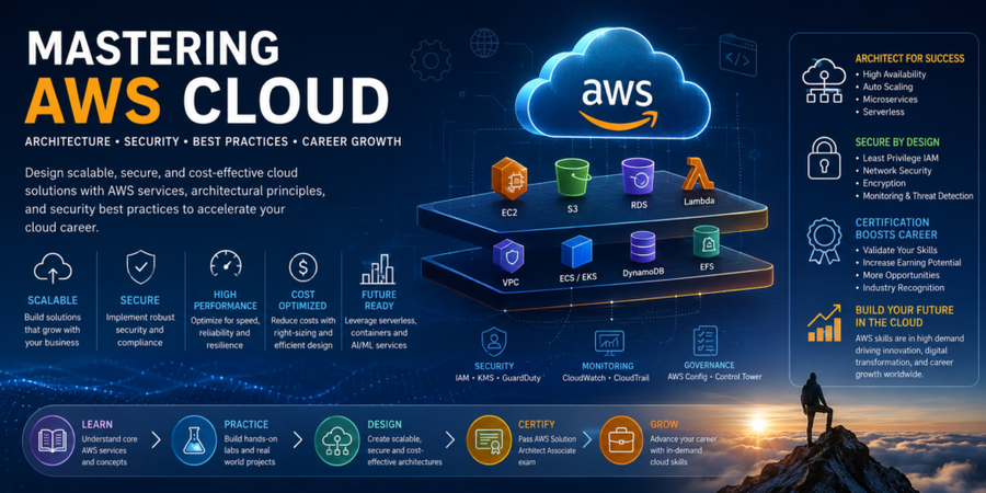 Mastering AWS Cloud: Core Services, Architecture Design, Security Best Practices & Career Opportunities